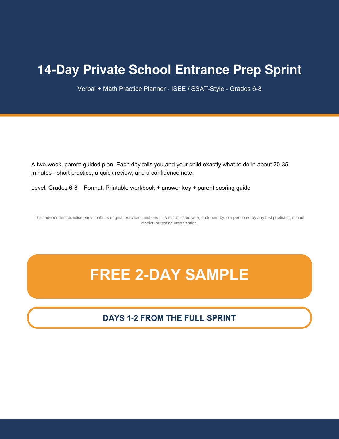 Cover for Free 2-Day Prep Sample