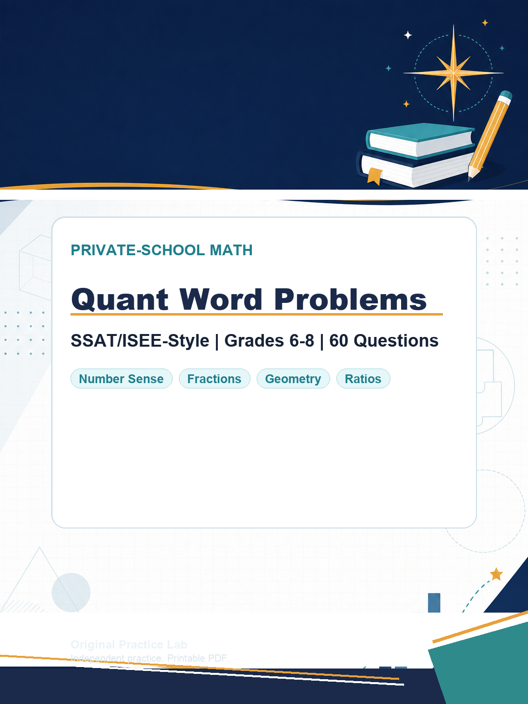 Cover for SSAT/ISEE Quant Word Problems