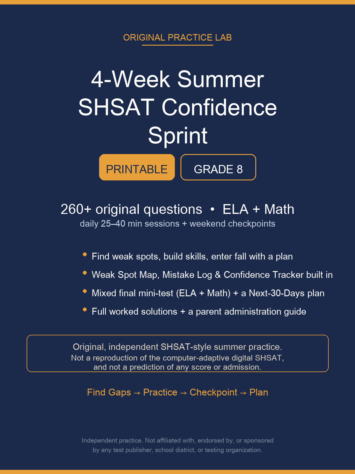 Cover for 4-Week Summer SHSAT Sprint
